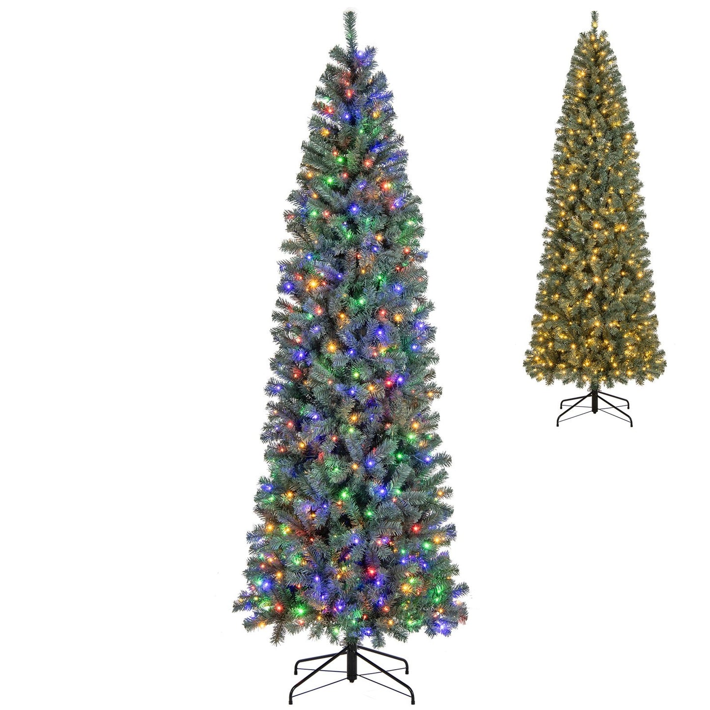 6.5/7.5 Feet Pre-Lit Blue Artificial Christmas Tree Slim with 9 Lighting Modes-9 ft, Blue Christmas Tree Blue  at Gallery Canada