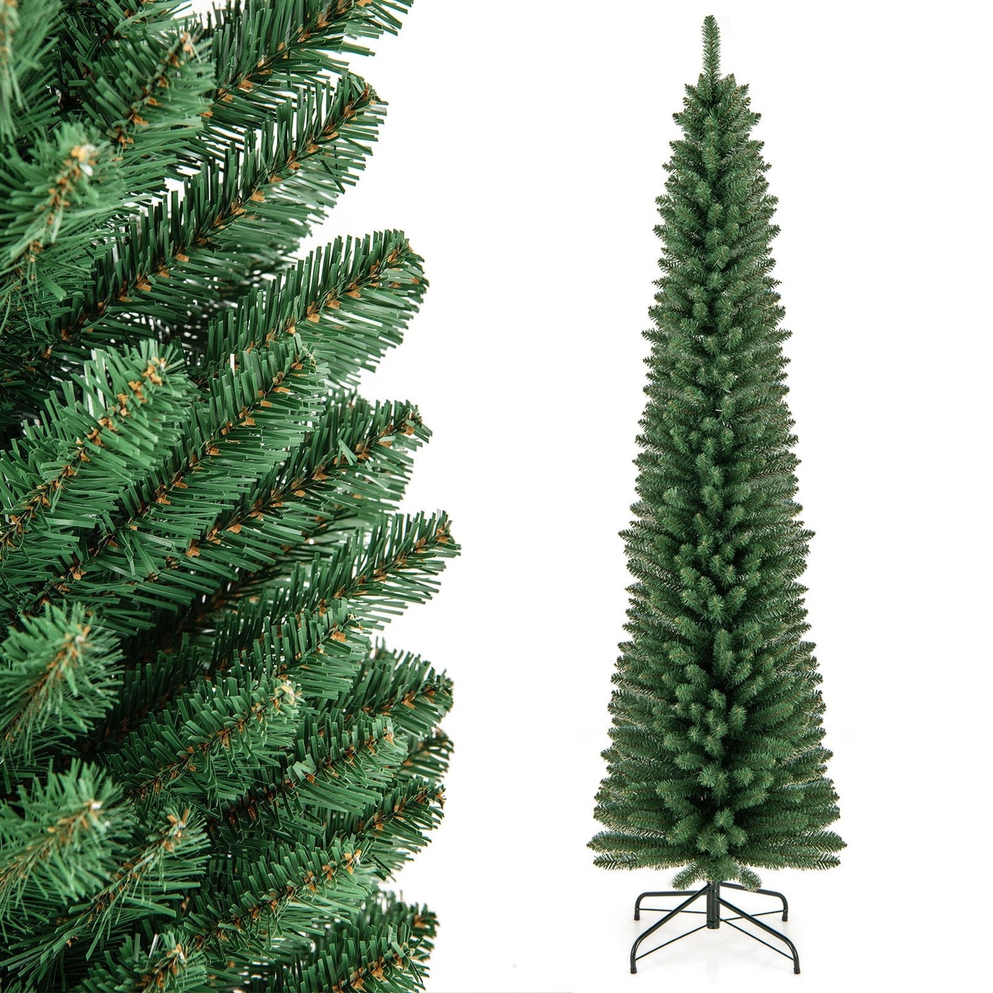 5/6/7/8 Feet Pencil Christmas Tree with 295/392/523/671 Memory Wire Branch Tips and Upgraded Metal Stand-7 ft Christmas Tree   at Gallery Canada