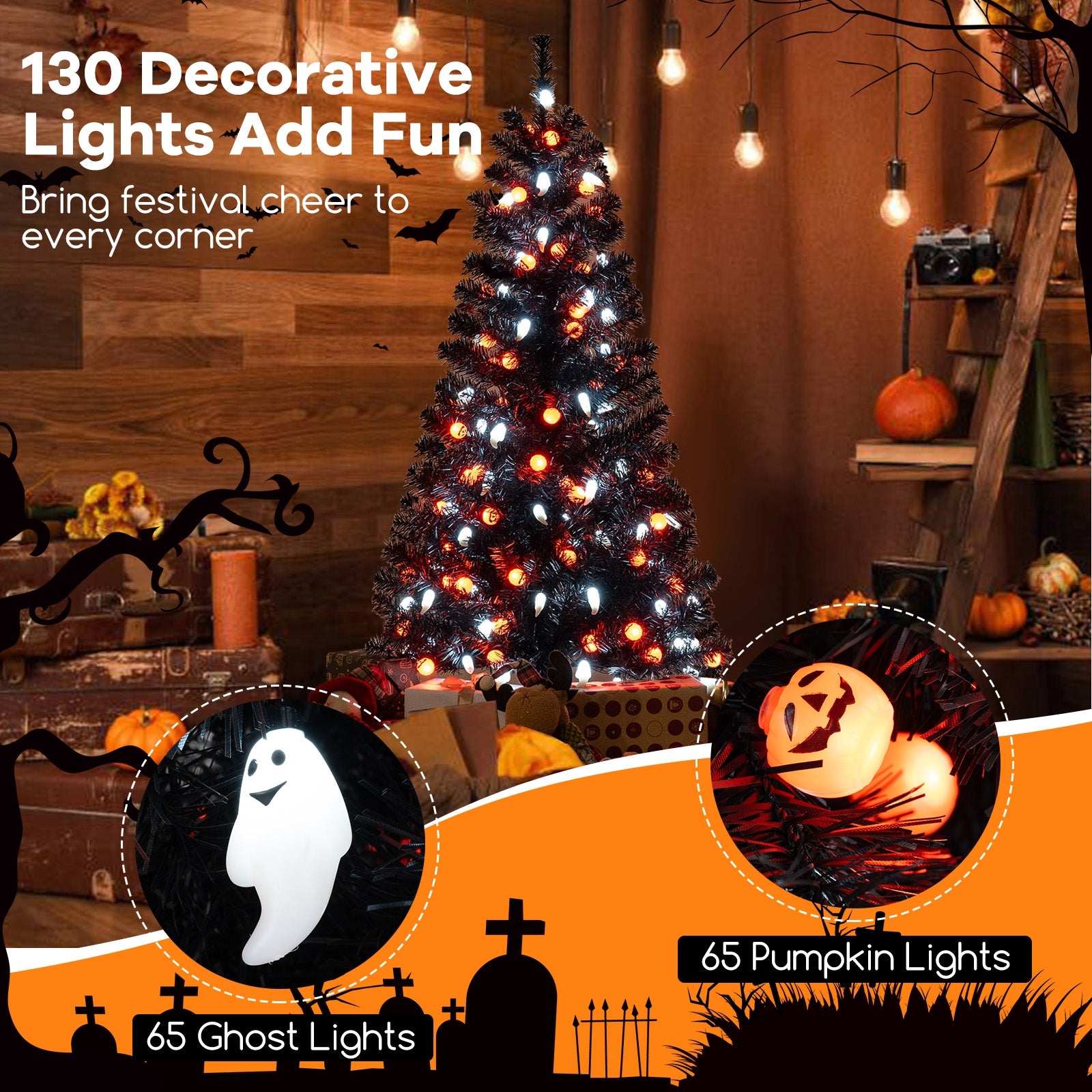 4.5 Feet Artificial Halloween Tree with 6 Lighting Modes and 5 Musics Halloween   at Gallery Canada