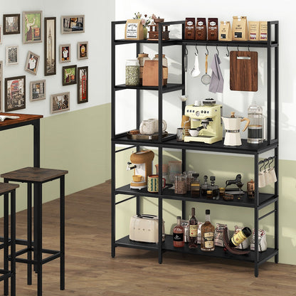 5-Tier Bakers Rack with Power Outlets and 10 S-Shaped Hooks, Black Baker's Racks   at Gallery Canada