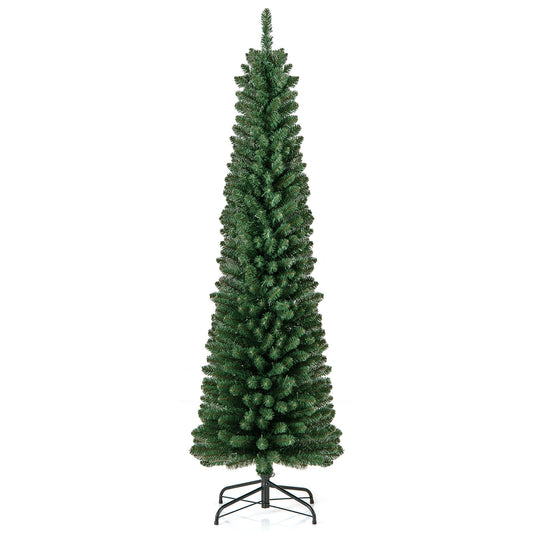 Pencil Christmas Tree with Memory Wire Branch Tips and Warm  LED Lights-6FT, Green Christmas Tree Green - 6 Foot  at Gallery Canada