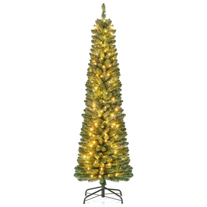 Pencil Christmas Tree with Memory Wire Branch Tips and Warm  LED Lights-6FT, Green Christmas Tree   at Gallery Canada