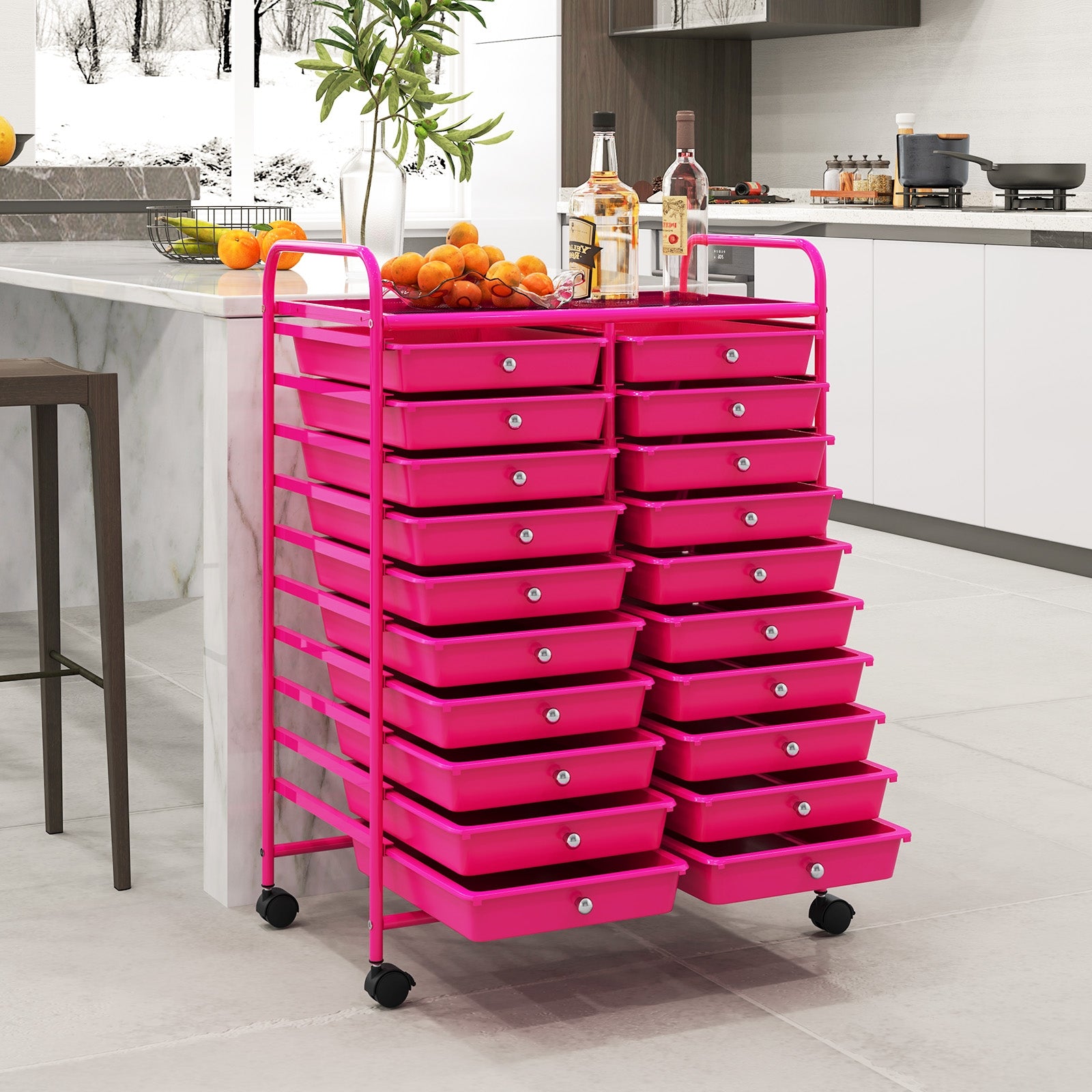 20 Removable Drawers Rolling Storage Cart Studio Organizer, Pink File Cabinets   at Gallery Canada