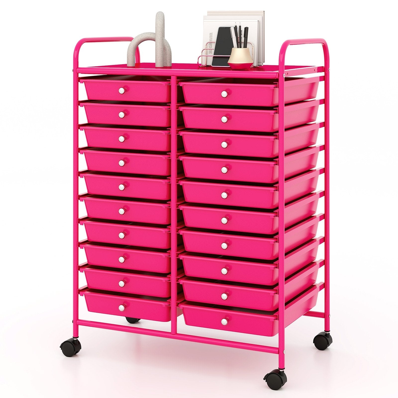 20 Removable Drawers Rolling Storage Cart Studio Organizer, Pink File Cabinets Pink at Gallery Canada