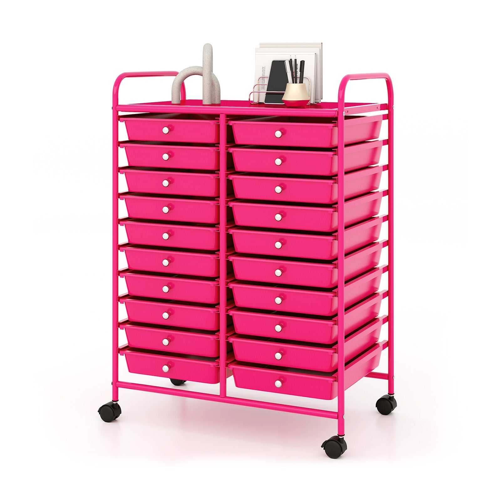 20 Removable Drawers Rolling Storage Cart Studio Organizer, Pink File Cabinets   at Gallery Canada