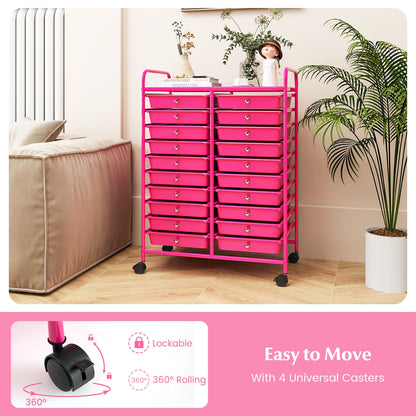 20 Removable Drawers Rolling Storage Cart Studio Organizer, Pink File Cabinets   at Gallery Canada