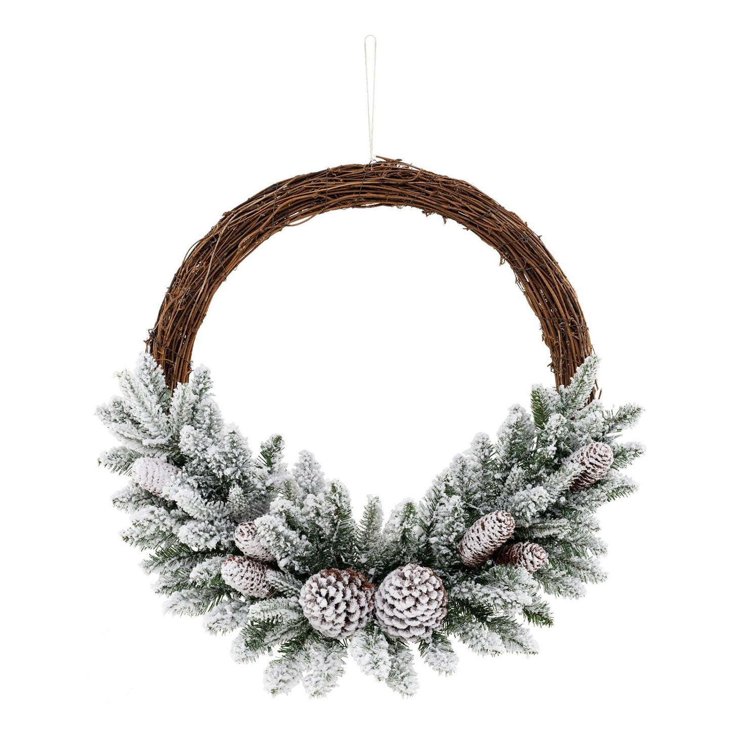 Pre-lit Snow Flocked Artificial Christmas Wreath with 8 Pine Cones and 35 LED Lights, Multicolor Christmas Decor & Accessories   at Gallery Canada