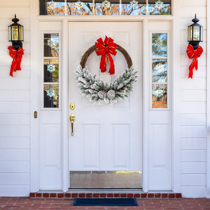 Pre-lit Snow Flocked Artificial Christmas Wreath with 8 Pine Cones and 35 LED Lights, Multicolor Christmas Decor & Accessories   at Gallery Canada