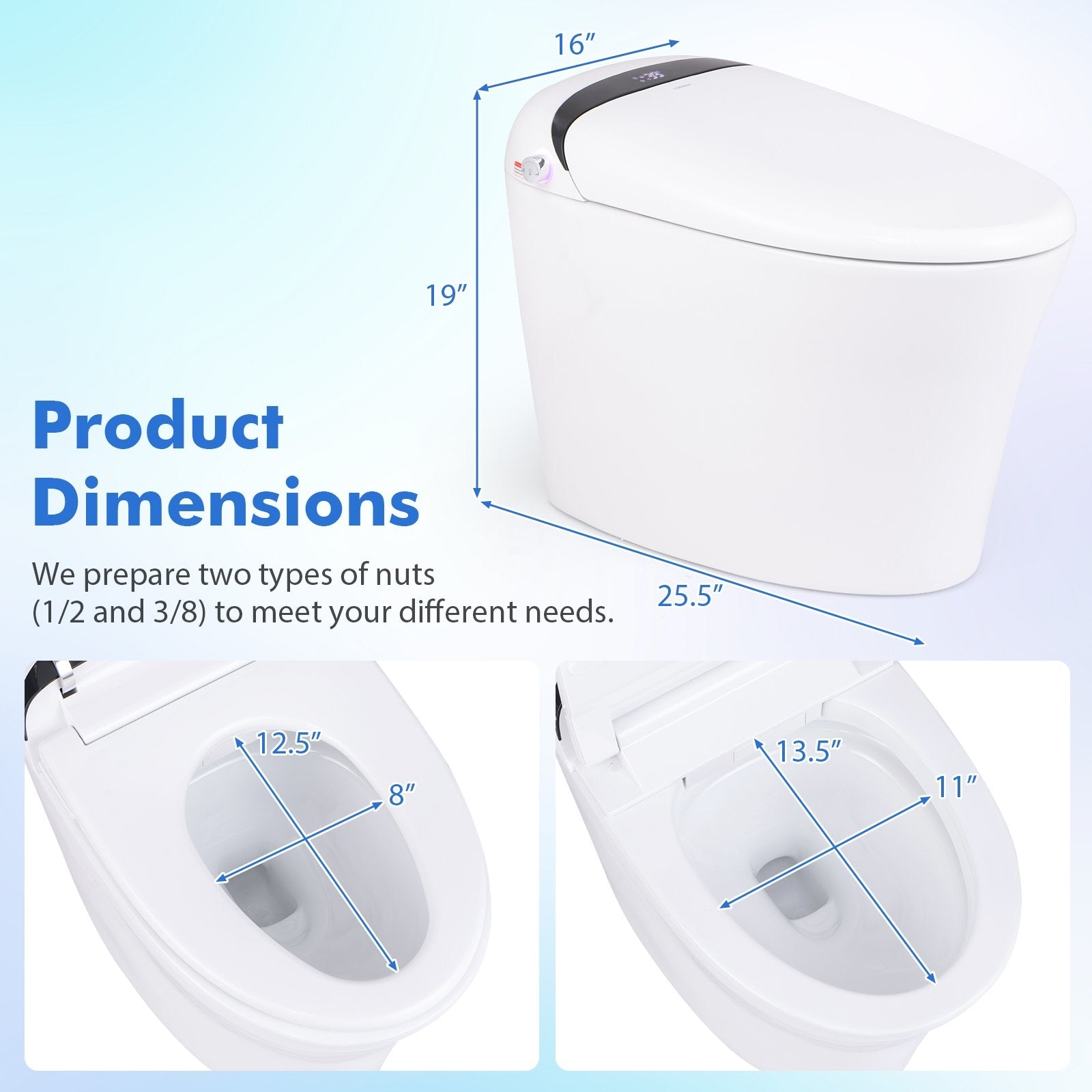 Smart Toilet with LED Display with Adjustable Heated Seat Toilet   at Gallery Canada