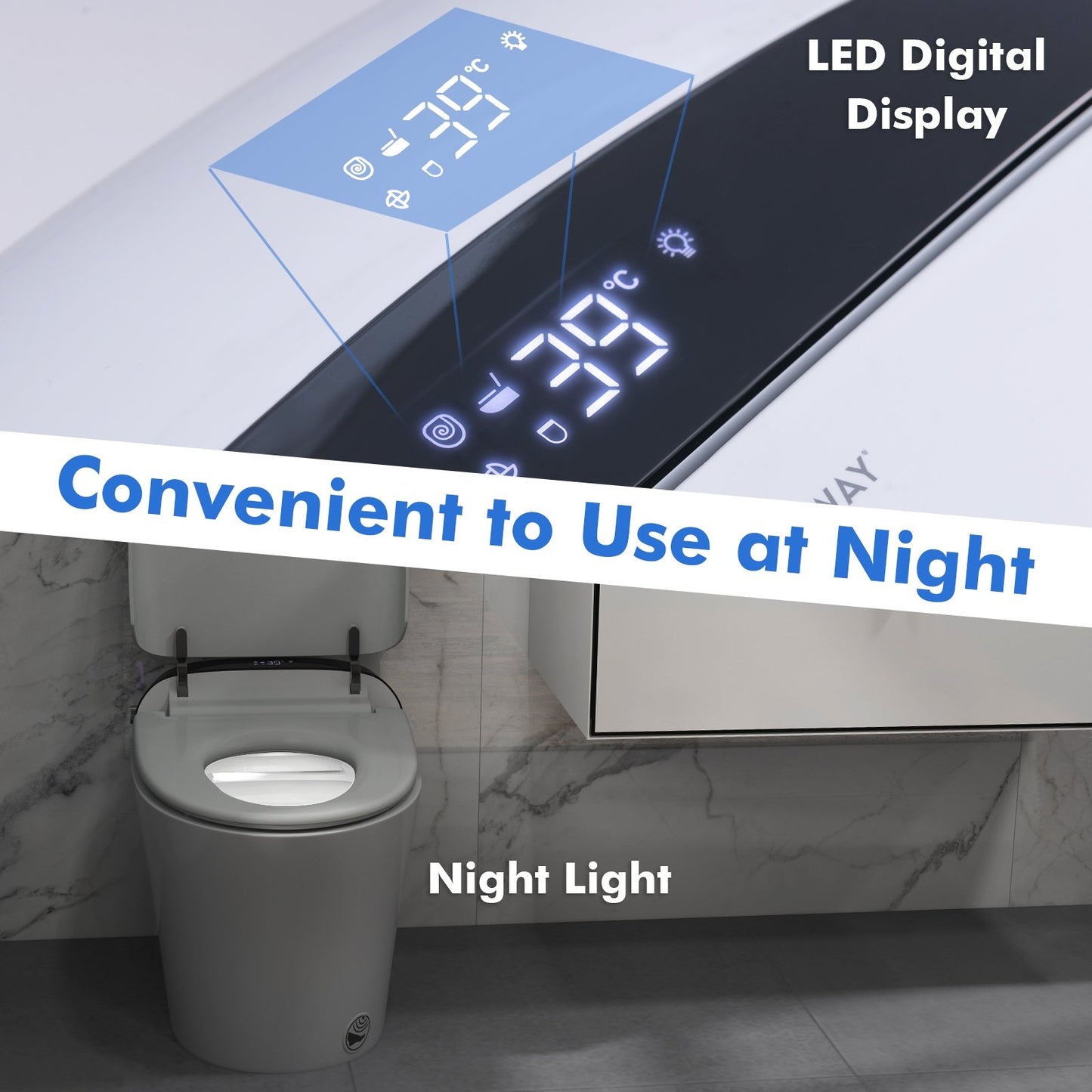 Smart Toilet with LED Display with Adjustable Heated Seat Toilet   at Gallery Canada