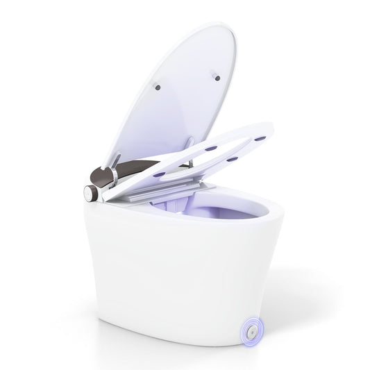 Smart Toilet with Adjustable Heated Seat Dryer and Night Light, White Toilet White  at Gallery Canada