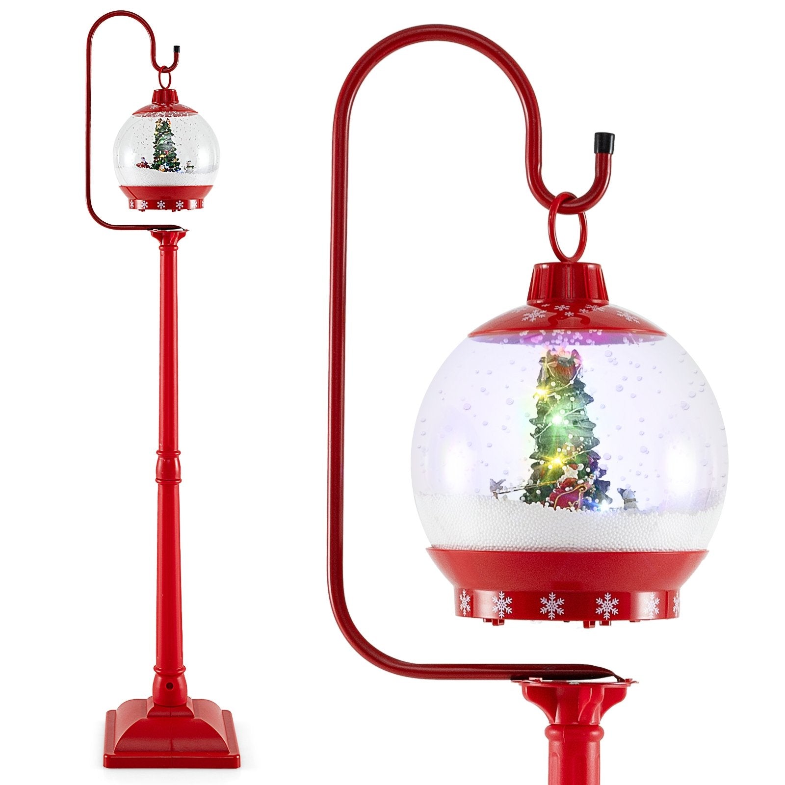 68 Inch Festive Musical Christmas Street Lamp Post with Snow Globe Lantern, Red Christmas Decor & Accessories Red  at Gallery Canada