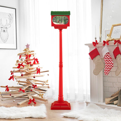 59 Inch Christmas Street Lamp with Sound-Activated Snow Globe Lantern, Red Christmas Decor & Accessories   at Gallery Canada