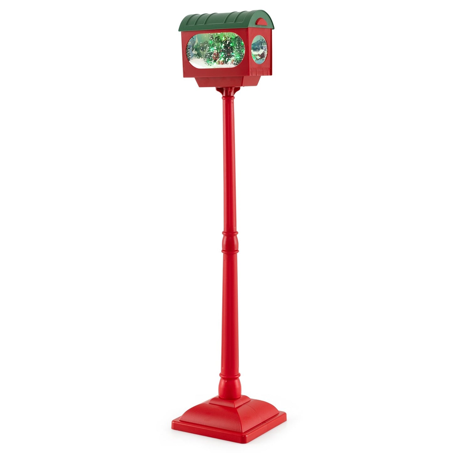 59 Inch Christmas Street Lamp with Sound-Activated Snow Globe Lantern, Red Christmas Decor & Accessories Red  at Gallery Canada