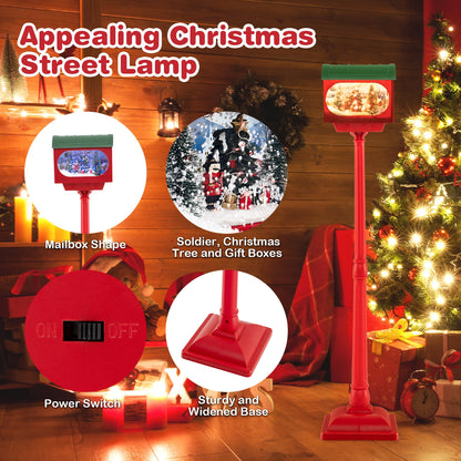 59 Inch Christmas Street Lamp with Sound-Activated Snow Globe Lantern, Red Christmas Decor & Accessories   at Gallery Canada