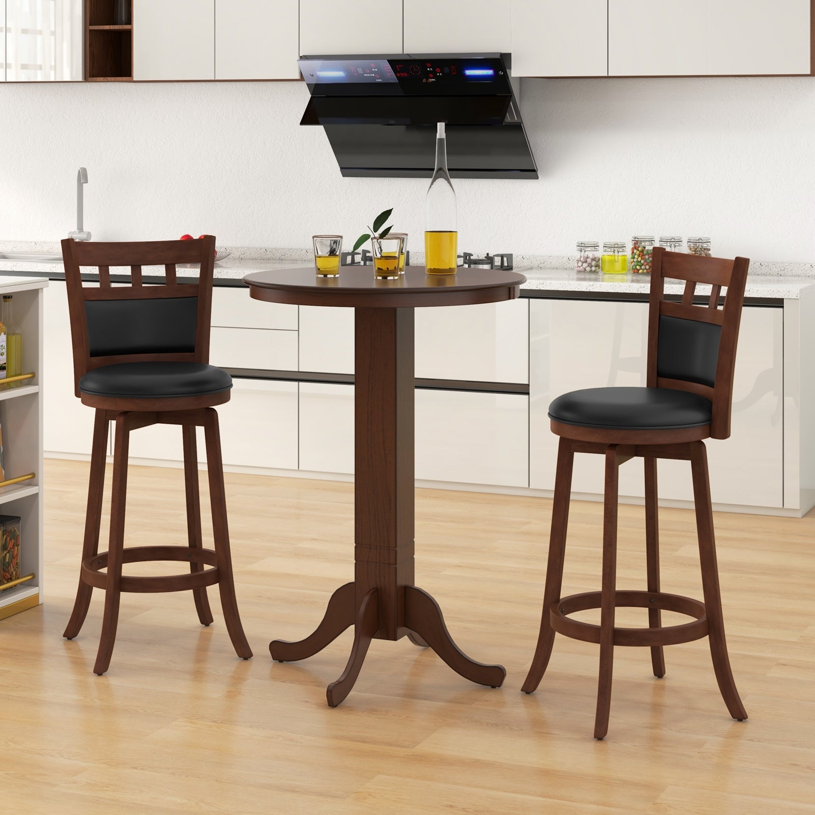 Wood Pub Round Dining Table with Pedestal Base, Espresso Dining Tables at Gallery Canada