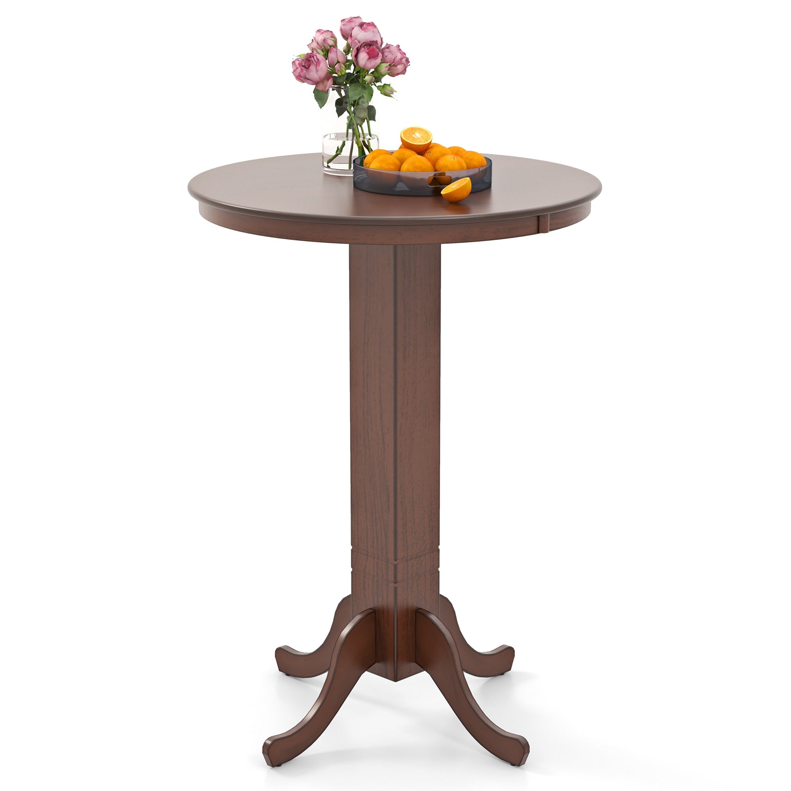 Wood Pub Round Dining Table with Pedestal Base, Espresso Dining Tables at Gallery Canada
