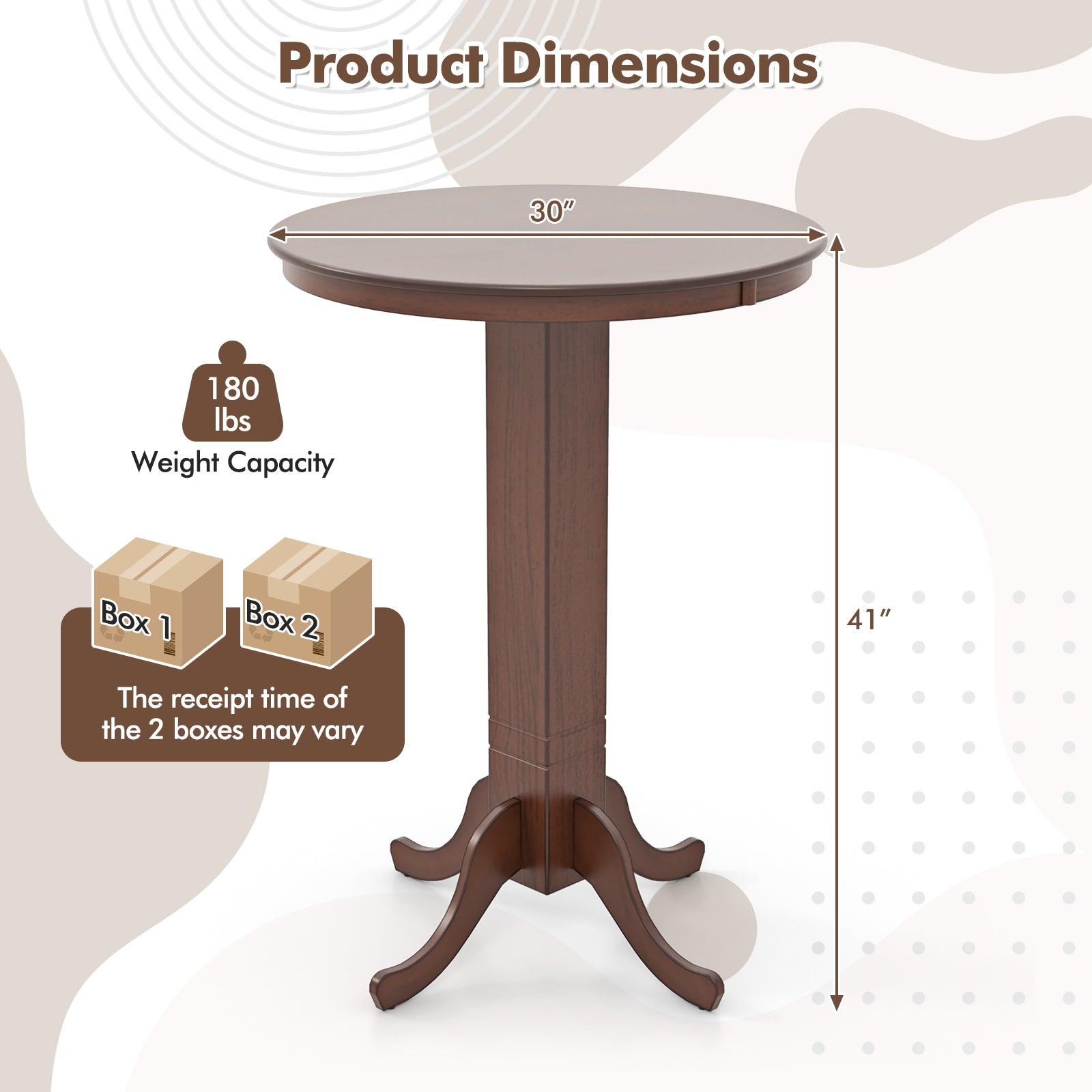 Wood Pub Round Dining Table with Pedestal Base, Espresso Dining Tables at Gallery Canada