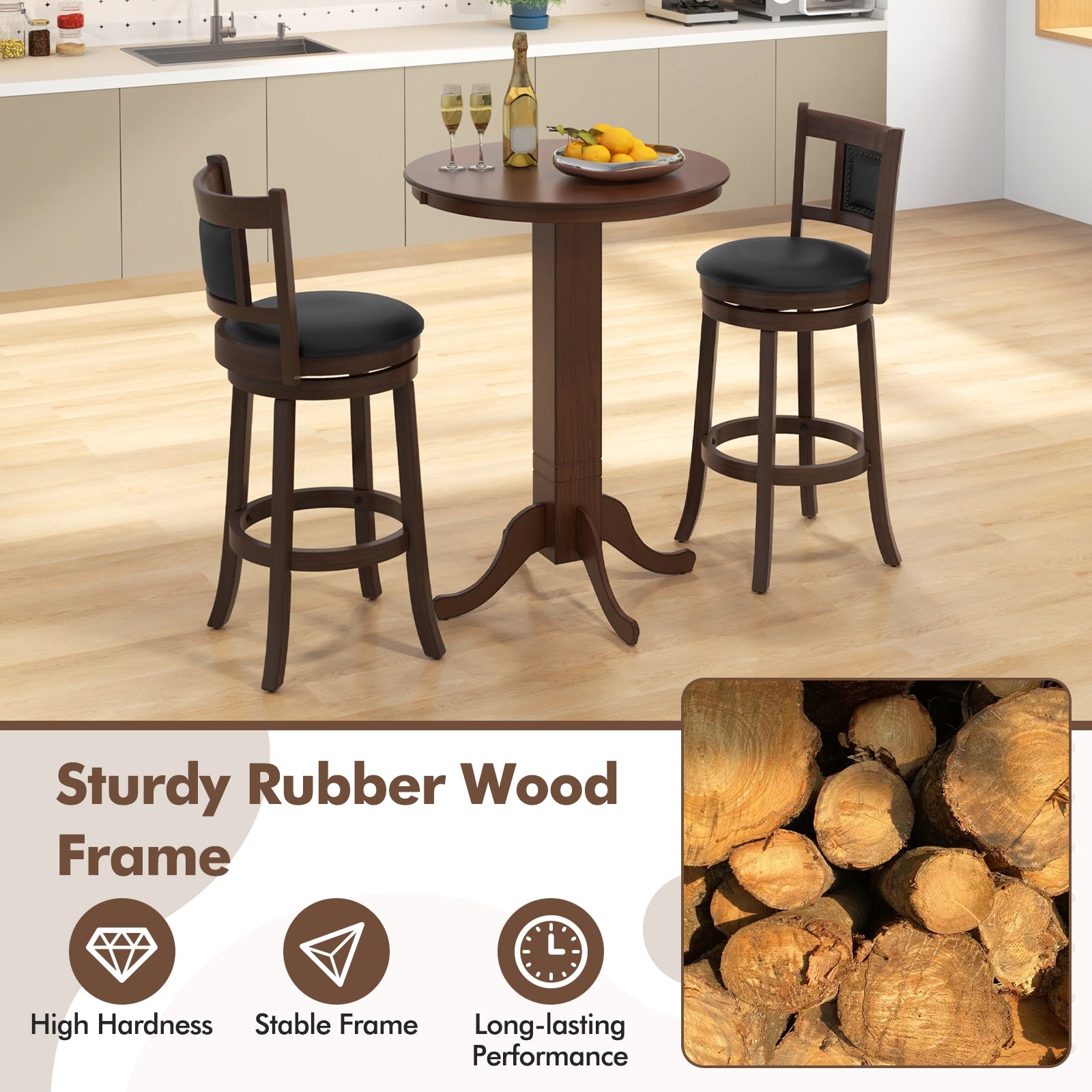 Wood Pub Round Dining Table with Pedestal Base, Espresso Dining Tables at Gallery Canada