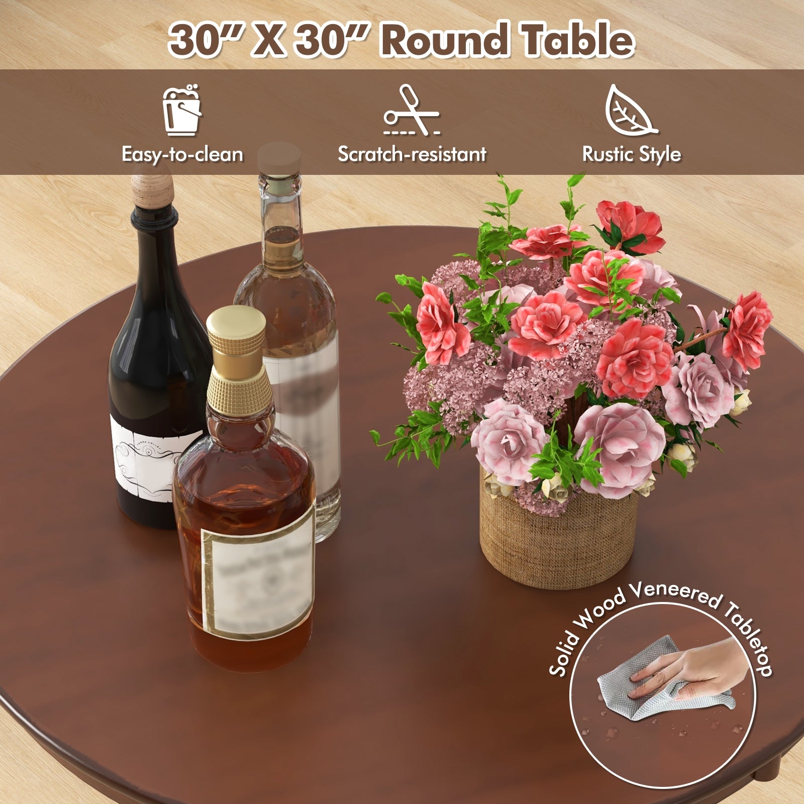 Wood Pub Round Dining Table with Pedestal Base, Espresso Dining Tables at Gallery Canada