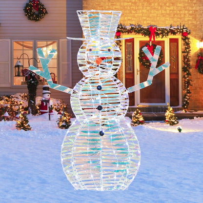 4 Feet Iridescent Christmas Snowman with White LED Lights and Ground Stakes, Multicolor Christmas Decor & Accessories   at Gallery Canada