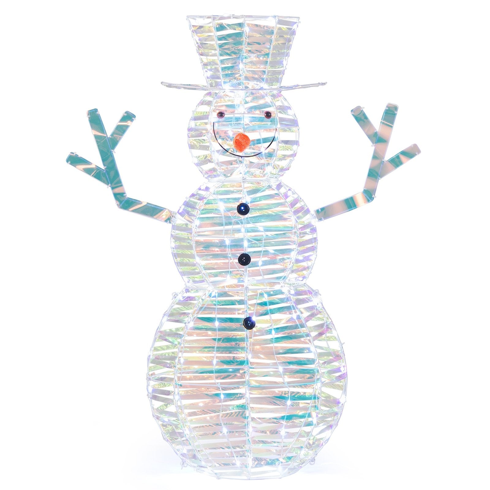 4 Feet Iridescent Christmas Snowman with White LED Lights and Ground Stakes, Multicolor Christmas Decor & Accessories Multicolor  at Gallery Canada