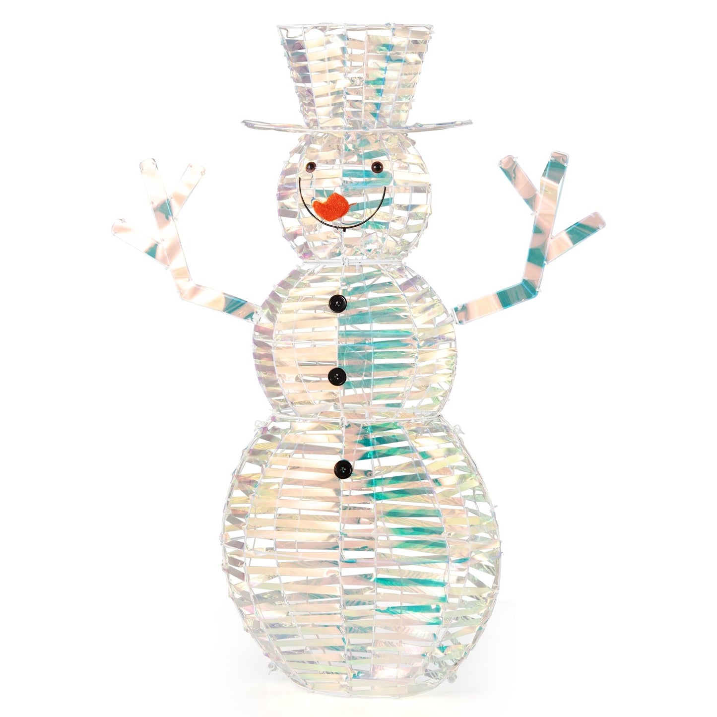 4 Feet Iridescent Christmas Snowman with White LED Lights and Ground Stakes, Multicolor Christmas Decor & Accessories   at Gallery Canada