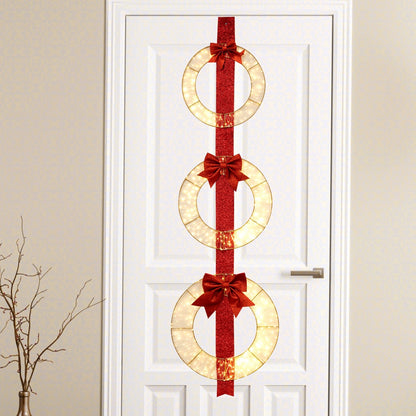 Set of 3 Christmas Lighted Wreaths with Warm White LED Lights and Bows, Red Christmas Decor & Accessories   at Gallery Canada