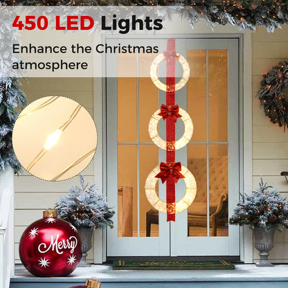 Set of 3 Christmas Lighted Wreaths with Warm White LED Lights and Bows, Red Christmas Decor & Accessories   at Gallery Canada