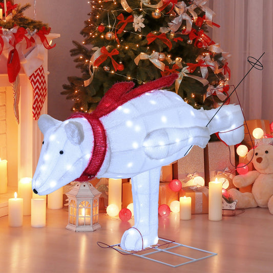 4.5 Feet Christmas Skiing Polar Bear with LED Lights and Ground Stakes, Red & White Christmas Decor & Accessories Red & White  at Gallery Canada