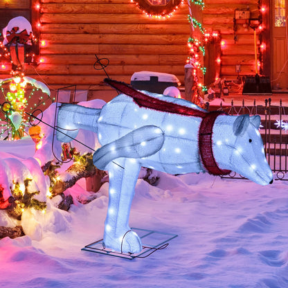 4.5 Feet Christmas Skiing Polar Bear with LED Lights and Ground Stakes, Red & White Christmas Decor & Accessories   at Gallery Canada