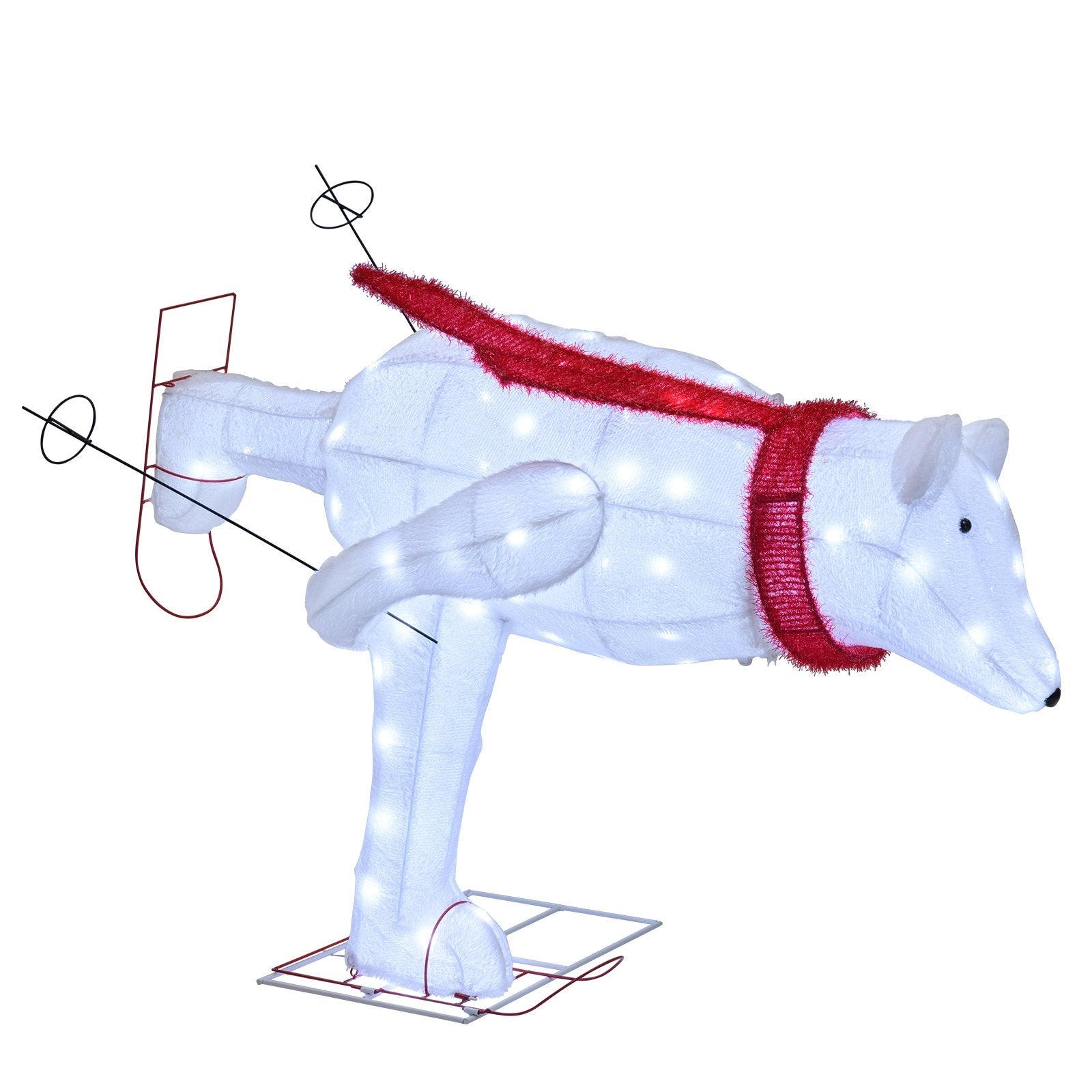 4.5 Feet Christmas Skiing Polar Bear with LED Lights and Ground Stakes, Red & White Christmas Decor & Accessories Red & White  at Gallery Canada