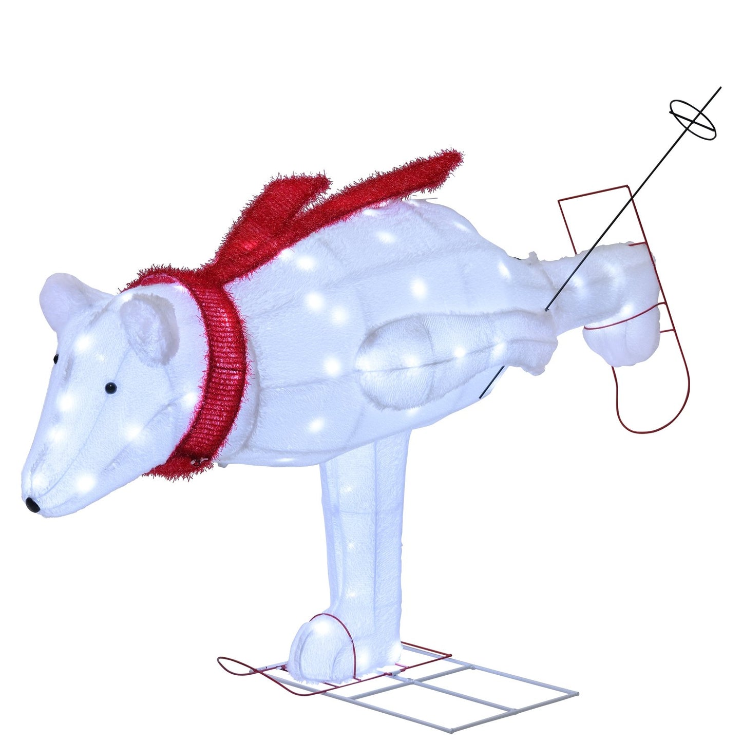 4.5 Feet Christmas Skiing Polar Bear with LED Lights and Ground Stakes, Red & White Christmas Decor & Accessories   at Gallery Canada