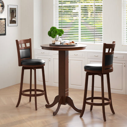 Wood Swivel Bar Stools Set of 2 with Faux Leather Upholstered Seat and Back, Brown Bar Stools   at Gallery Canada