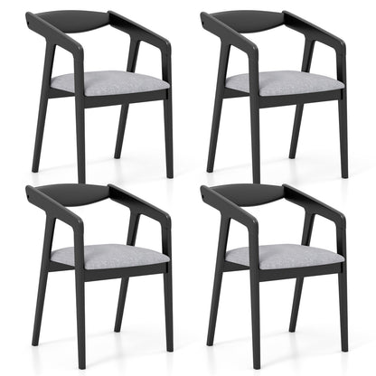 Wooden Dining Chair Set of 2 with Rubber Wood Frame  Armrests and Padded Cushion-black, Black Dining Chairs   at Gallery Canada