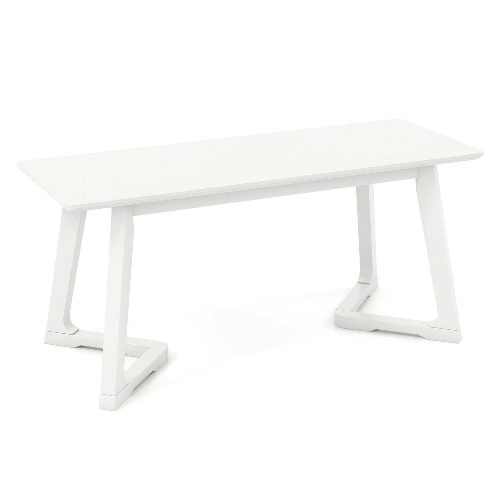 42 Inch Modern Entryway Bench Long Dining Bench with Rubber Wood Legs, White Shoe Racks & Storage Benches White  at Gallery Canada