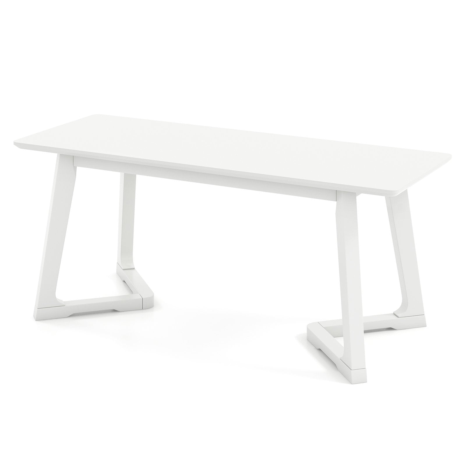 42 Inch Modern Entryway Bench Long Dining Bench with Rubber Wood Legs, White Shoe Racks & Storage Benches   at Gallery Canada