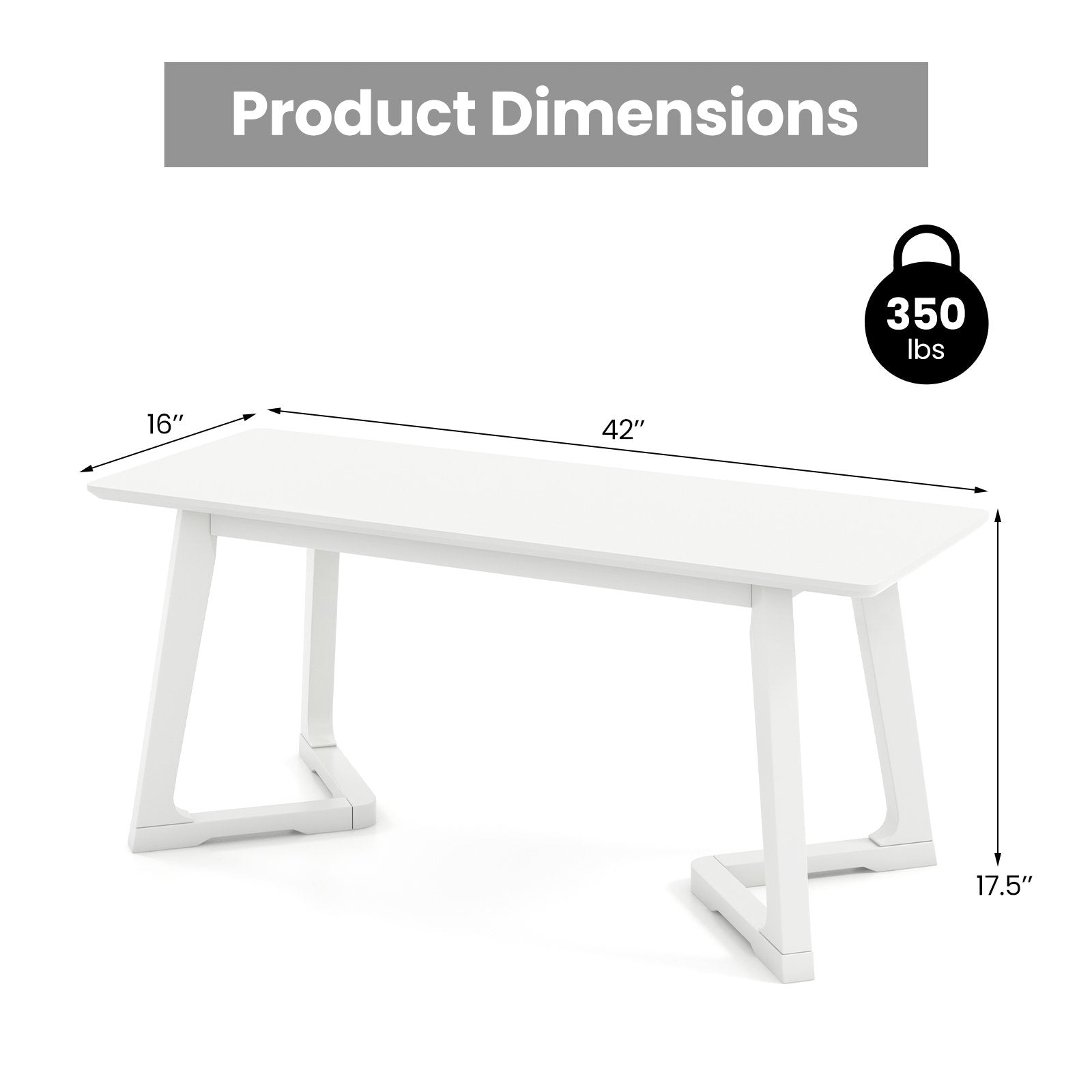 42 Inch Modern Entryway Bench Long Dining Bench with Rubber Wood Legs, White Shoe Racks & Storage Benches   at Gallery Canada