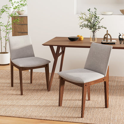 Set of 2 Wooden Dining Chairs Upholstered with High Curved Back, Walnut Dining Chairs   at Gallery Canada