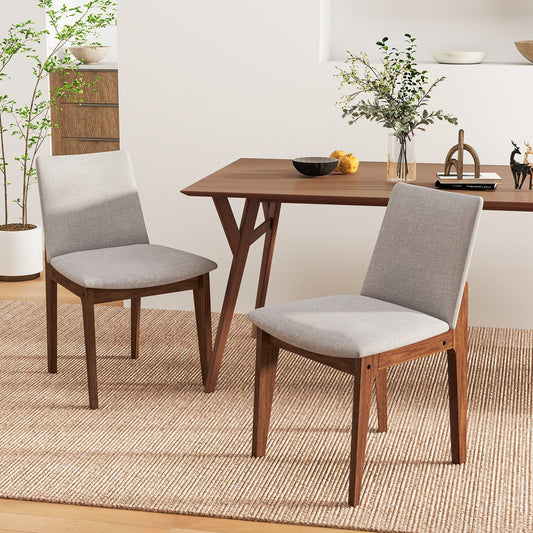 Set of 2 Wooden Dining Chairs Upholstered with High Curved Back, Walnut Dining Chairs Walnut  at Gallery Canada