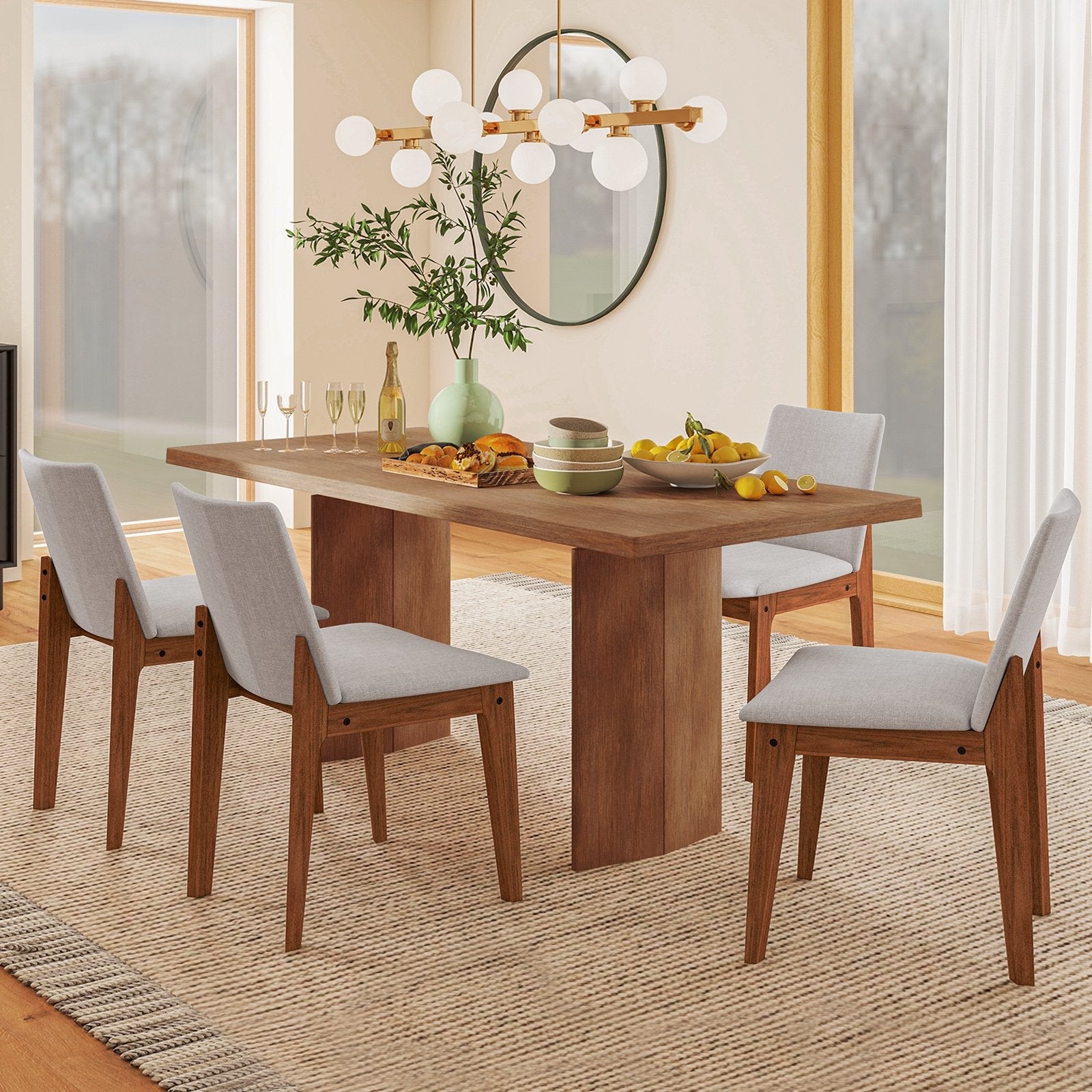 Set of 2 Wooden Dining Chairs Upholstered with High Curved Back, Walnut Dining Chairs   at Gallery Canada