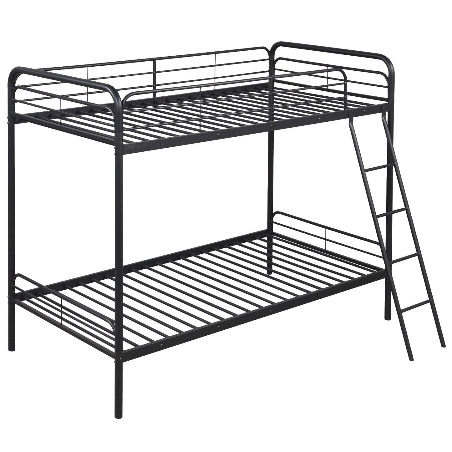 Heavy Duty Metal Bunk Bed with Ladder and Safety Guardrails, Black Trundle Bed Frame Black  at Gallery Canada