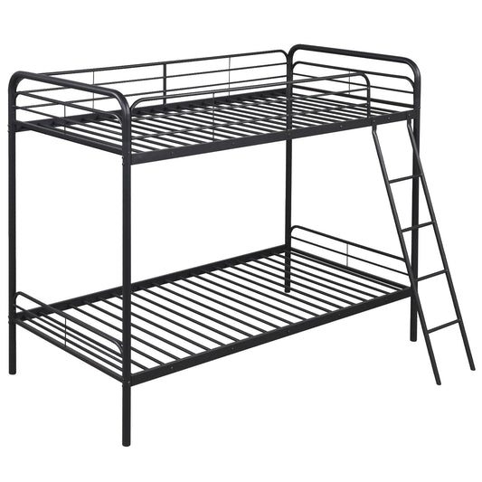 Heavy Duty Metal Bunk Bed with Ladder and Safety Guardrails, Black Trundle Bed Frame Black  at Gallery Canada