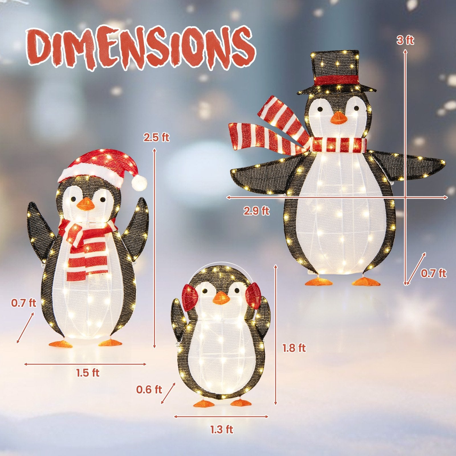 Light up Penguins Christmas Decorations with 194 LED Lights and Zip Ties Christmas Decor & Accessories   at Gallery Canada