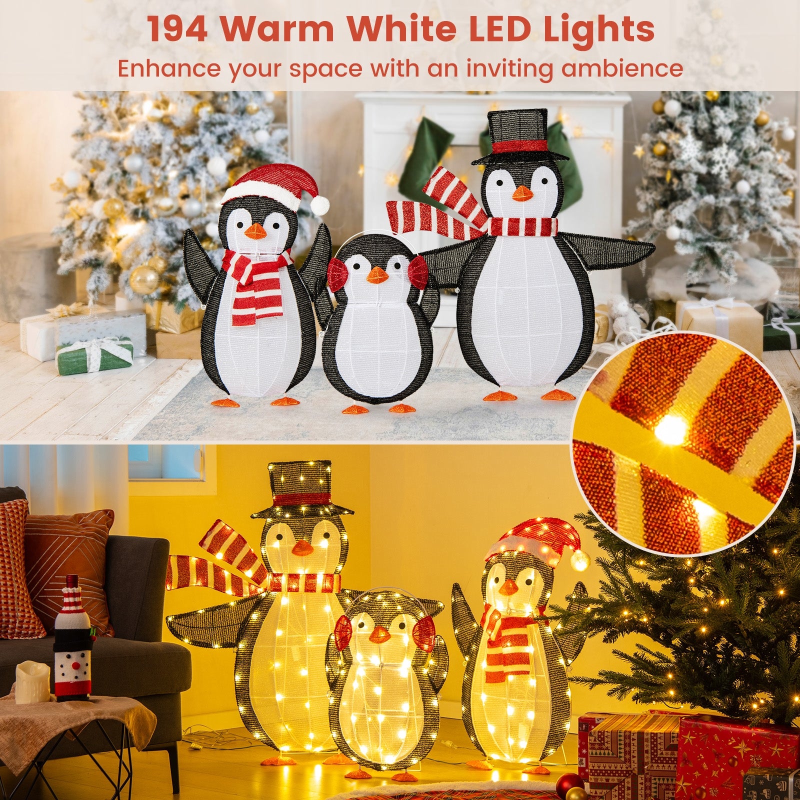 Light up Penguins Christmas Decorations with 194 LED Lights and Zip Ties Christmas Decor & Accessories   at Gallery Canada