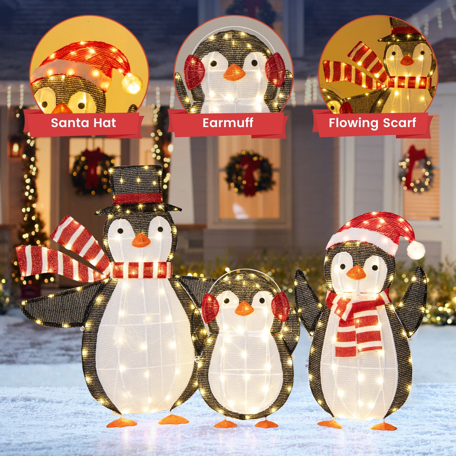 Light up Penguins Christmas Decorations with 194 LED Lights and Zip Ties Christmas Decor & Accessories   at Gallery Canada