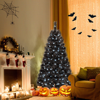 6/7/8 Feet Black Artificial Halloween Christmas Tree with PVC Branch Tips and 210/320/450 Cool White LED Lights-S Christmas Tree   at Gallery Canada