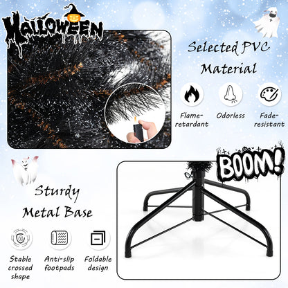 6/7/8 Feet Black Artificial Halloween Christmas Tree with PVC Branch Tips and 210/320/450 Cool White LED Lights-S Christmas Tree   at Gallery Canada