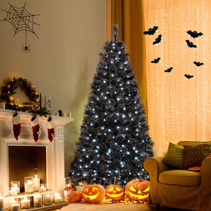 6/7/8 Feet Black Artificial Halloween Christmas Tree with PVC Branch Tips and 210/320/450 Cool White LED Lights-M Christmas Tree   at Gallery Canada