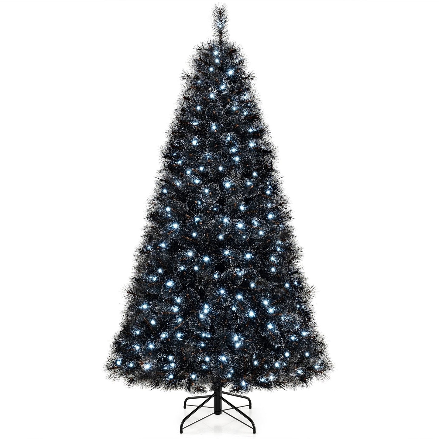 6/7/8 Feet Black Artificial Halloween Christmas Tree with PVC Branch Tips and 210/320/450 Cool White LED Lights-M Christmas Tree Medium  at Gallery Canada